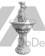 Fontana di calcestruzzo con una statua di una donna