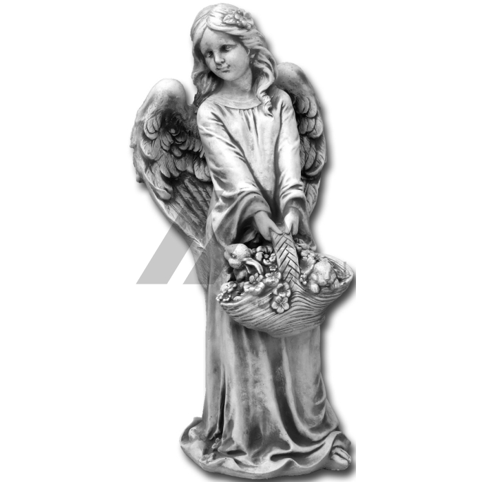 Scultura di un angelo con un cesto